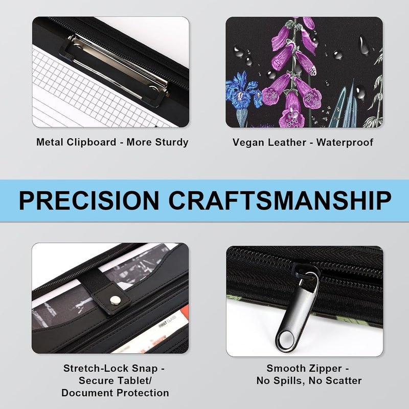 Eshow Portfolio Organizer - 3 Ring Binder with Zipper, Vegan Leather Business Padfolio Folder with Notepad Includes 5 Color Sheet Protectors for Documents Files for Men Women - Image 5